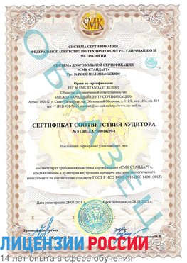 Образец сертификата соответствия аудитора №ST.RU.EXP.00014299-1 Дудинка Сертификат ISO 14001